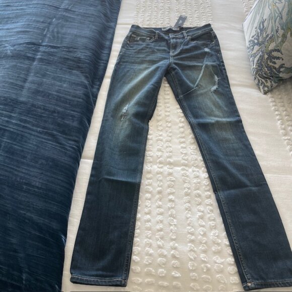 EXPRESS HIGH RISE JEAN LEGGING DENIM DESTROYED DISTRESSED SIZE 2 REGULAR NWT - Picture 1 of 8